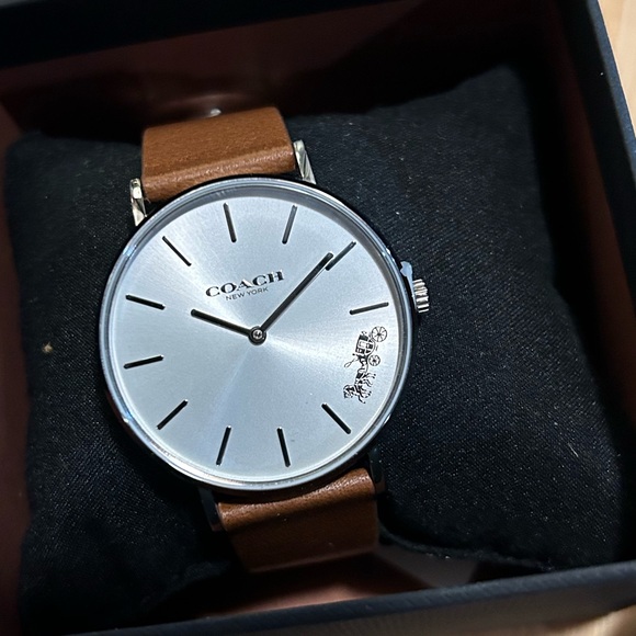 Coach Perry Watch With 36mm Silver Face & Brown Leather Band - Picture 5 of 7